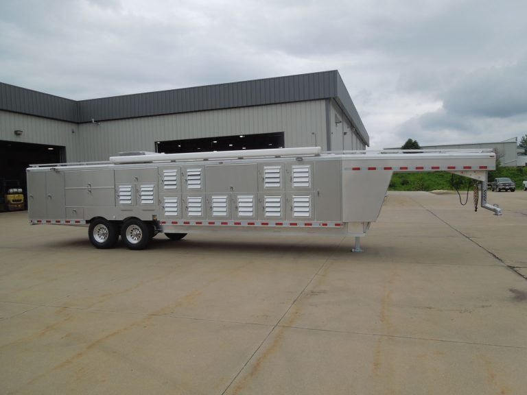 24 crate gooseneck with ATV pad and covered neck